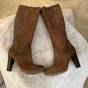 Brown leather boots